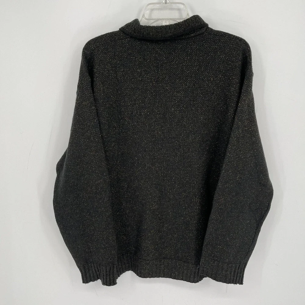 Fiume Men's Gray Speckled Wool Blend Quarter Button Polo Sweater Size XL